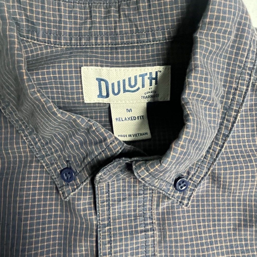 Duluth Trading Shirt Mens‎ M Blue Plaid Long Sleeve Button Down Casual Relaxed - Picture 2 of 10
